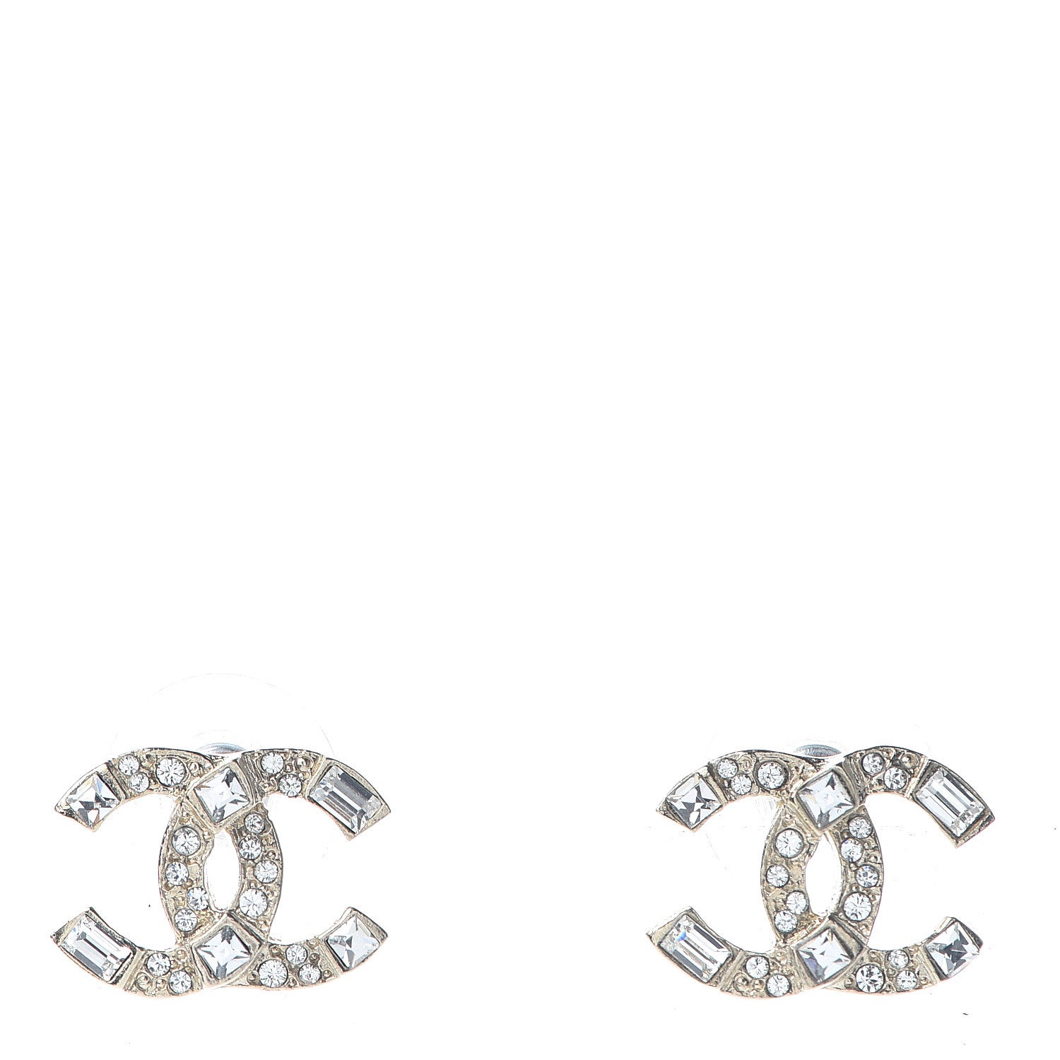 Chanel Crystal Baguette CC Earrings Gold 1 of 4