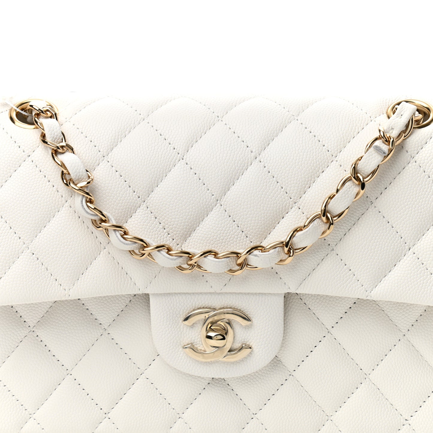 Caviar Quilted Small Double Flap White