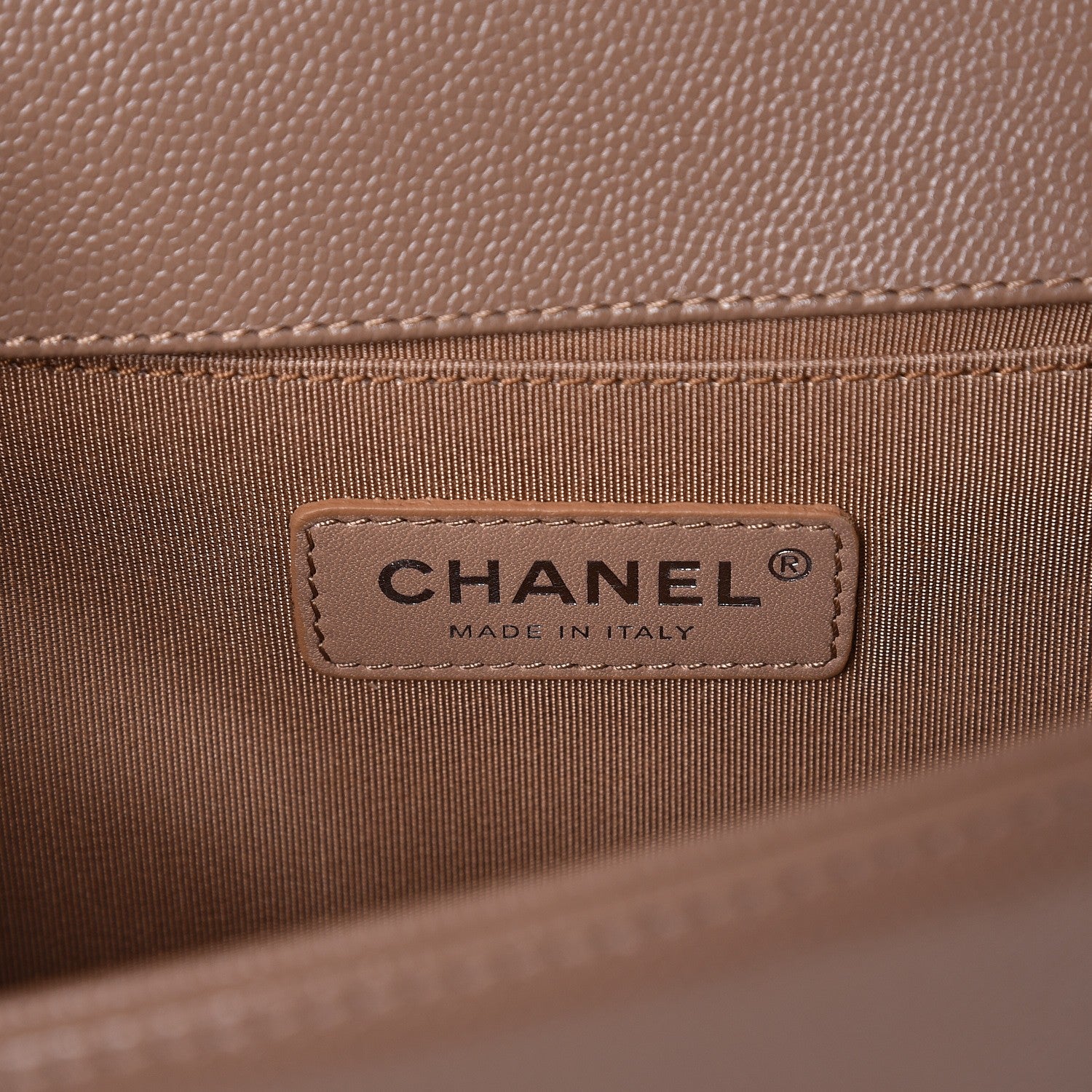 Chanel Caviar Chevron Quilted Medium Boy Flap Dark Beige 6 of 8