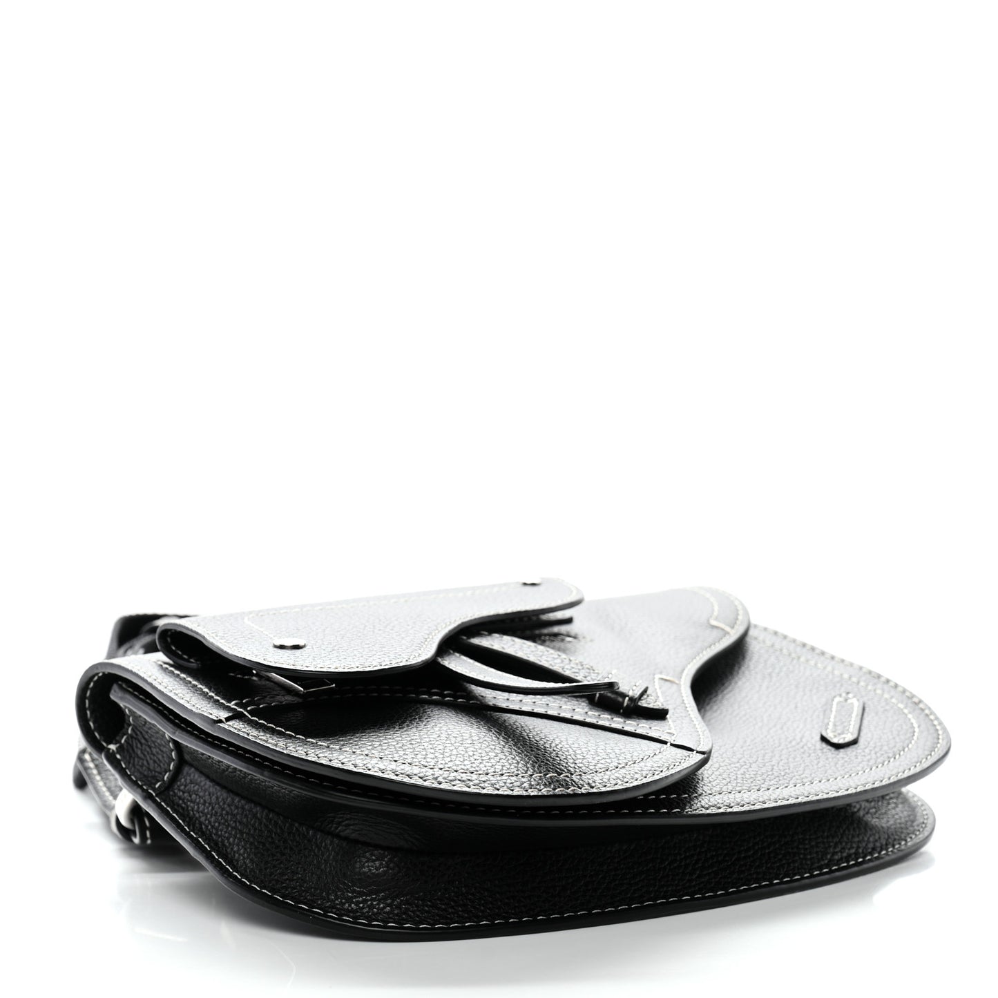 X KAWS Grained Calfskin Saddle Pouch Black
