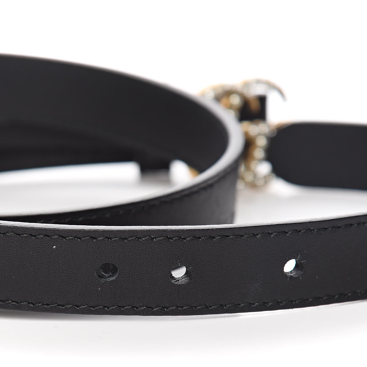 Gucci Calfskin Pearl Double G 20mm Belt 75 30 Black Cream 8 of 9
