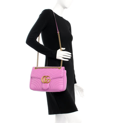 Gucci Calfskin Matelasse Medium GG Marmont Shoulder Bag Candy Mousse 2 of 7