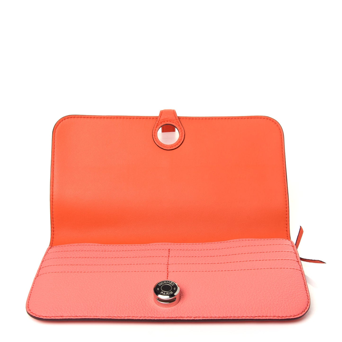 Togo Dogon Recto Verso Wallet Orange Poppy Rose Candy