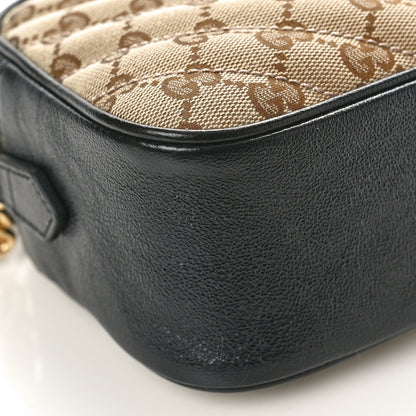 Gucci Monogram Matelasse Diagonal Small GG Marmont Chain Shoulder Bag Beige Black 9 of 10