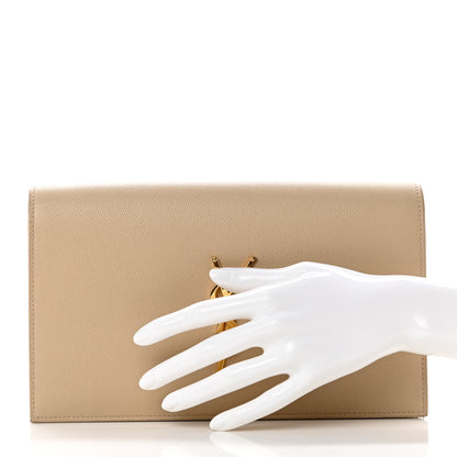 Saint Laurent Grain De Poudre Classic Monogram Kate Clutch Dark Beige 2 of 8