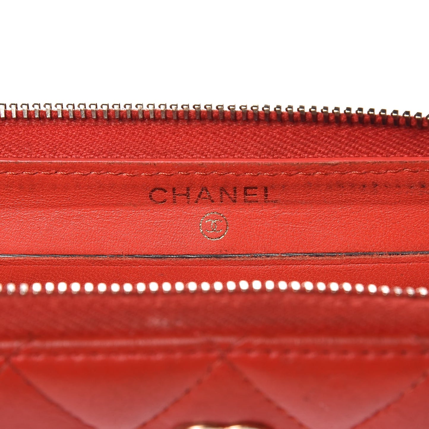 Lambskin Quilted Small Zip Around Wallet Red