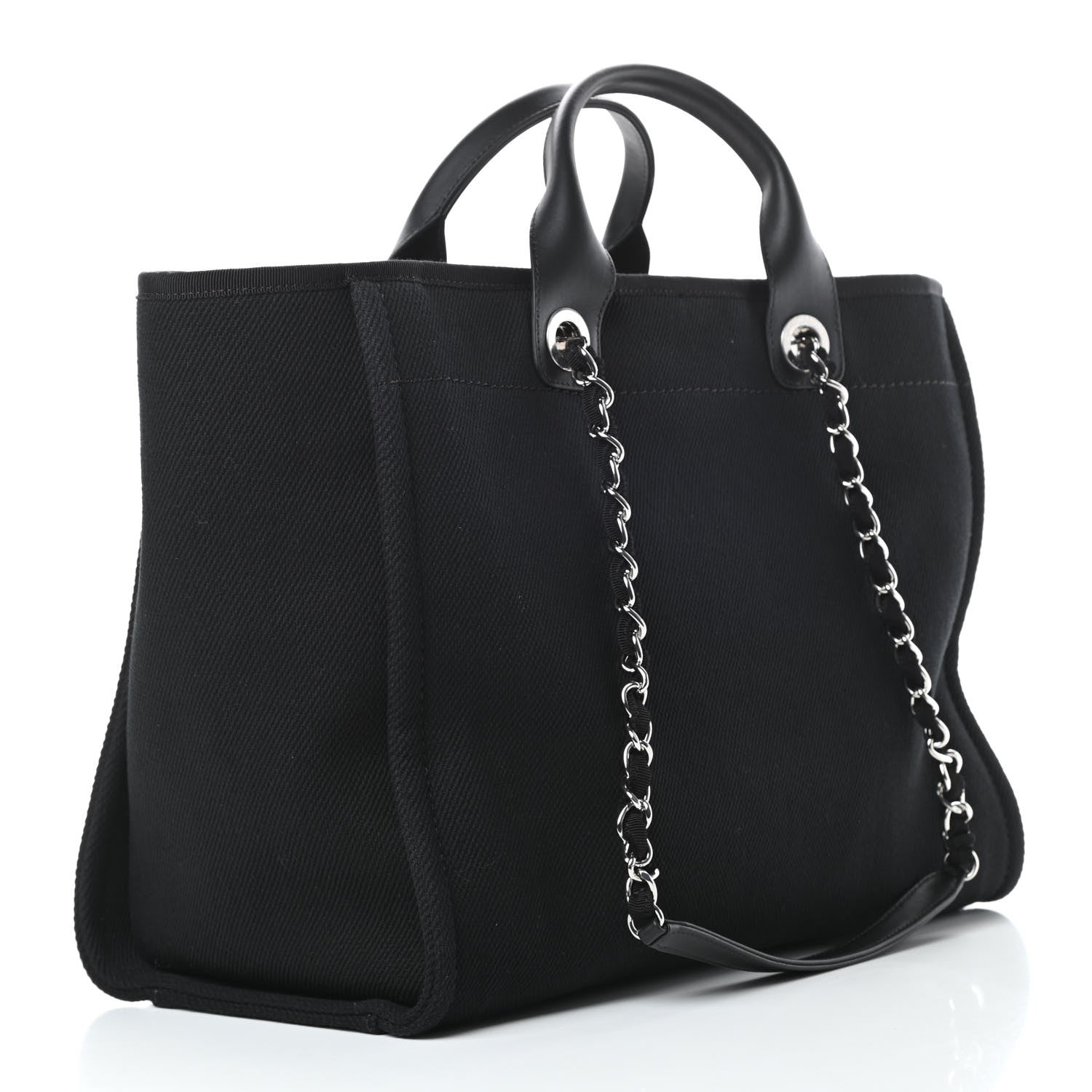 Chanel Canvas Pearl Medium Deauville Tote Black 3 of 11
