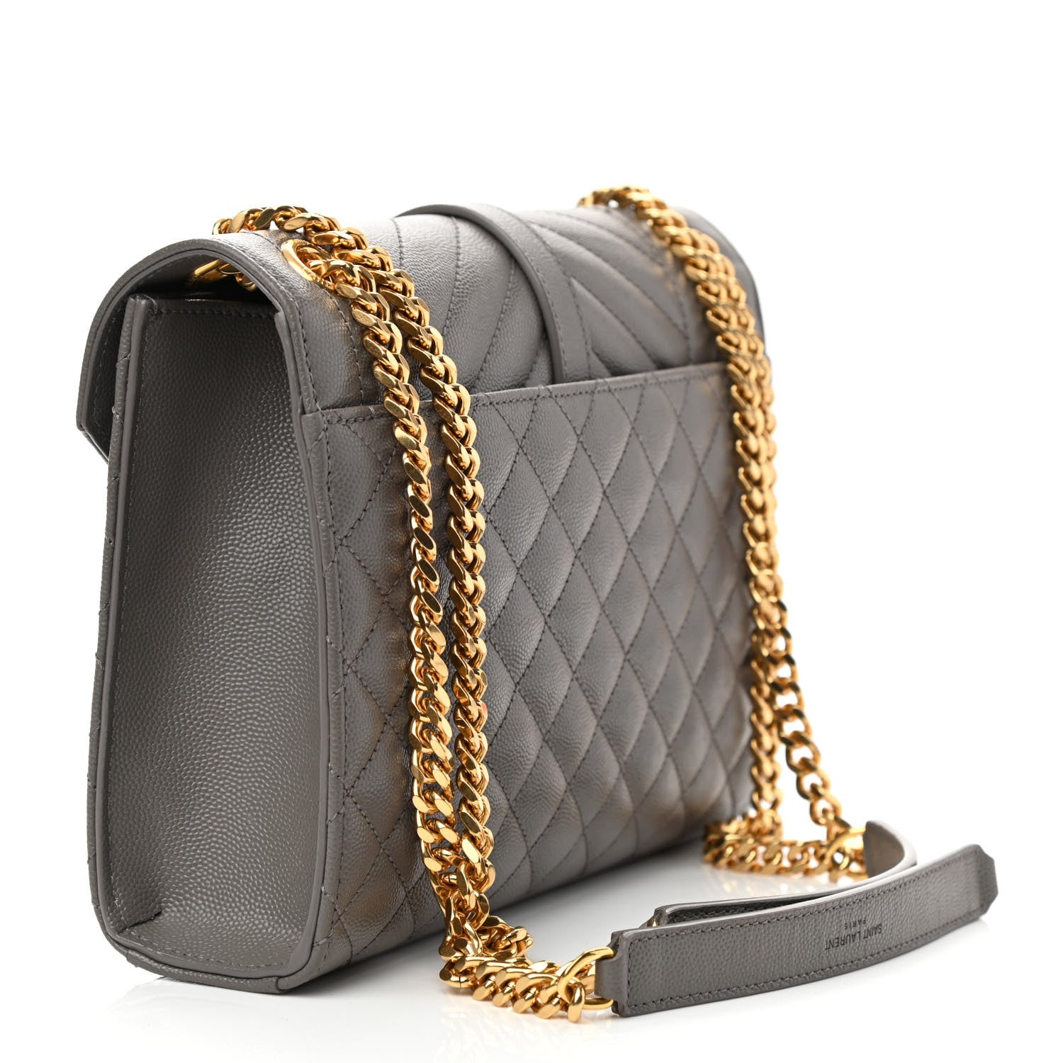 Saint Laurent Grain De Poudre Textured Mixed Matelasse Medium Triquilt Monogram Satchel Fog 3 of 10