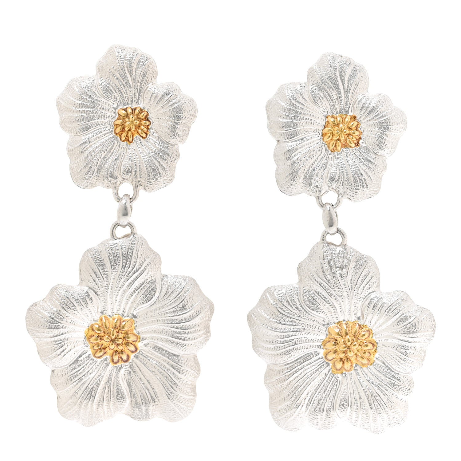 Buccellati Sterling Silver Vermeil Blossoms Gardenia Drop Earrings 1 of 7