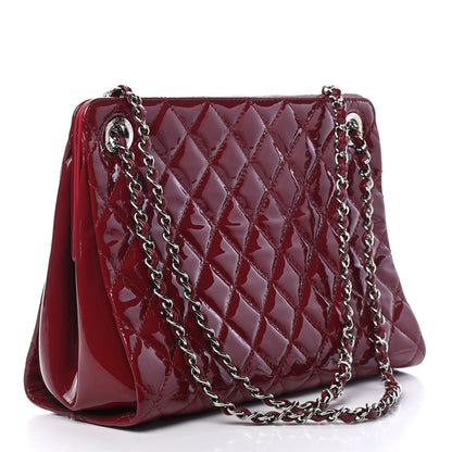 Chanel Patent Quilted Timeless CC Shopping Tote Red 2 of 9