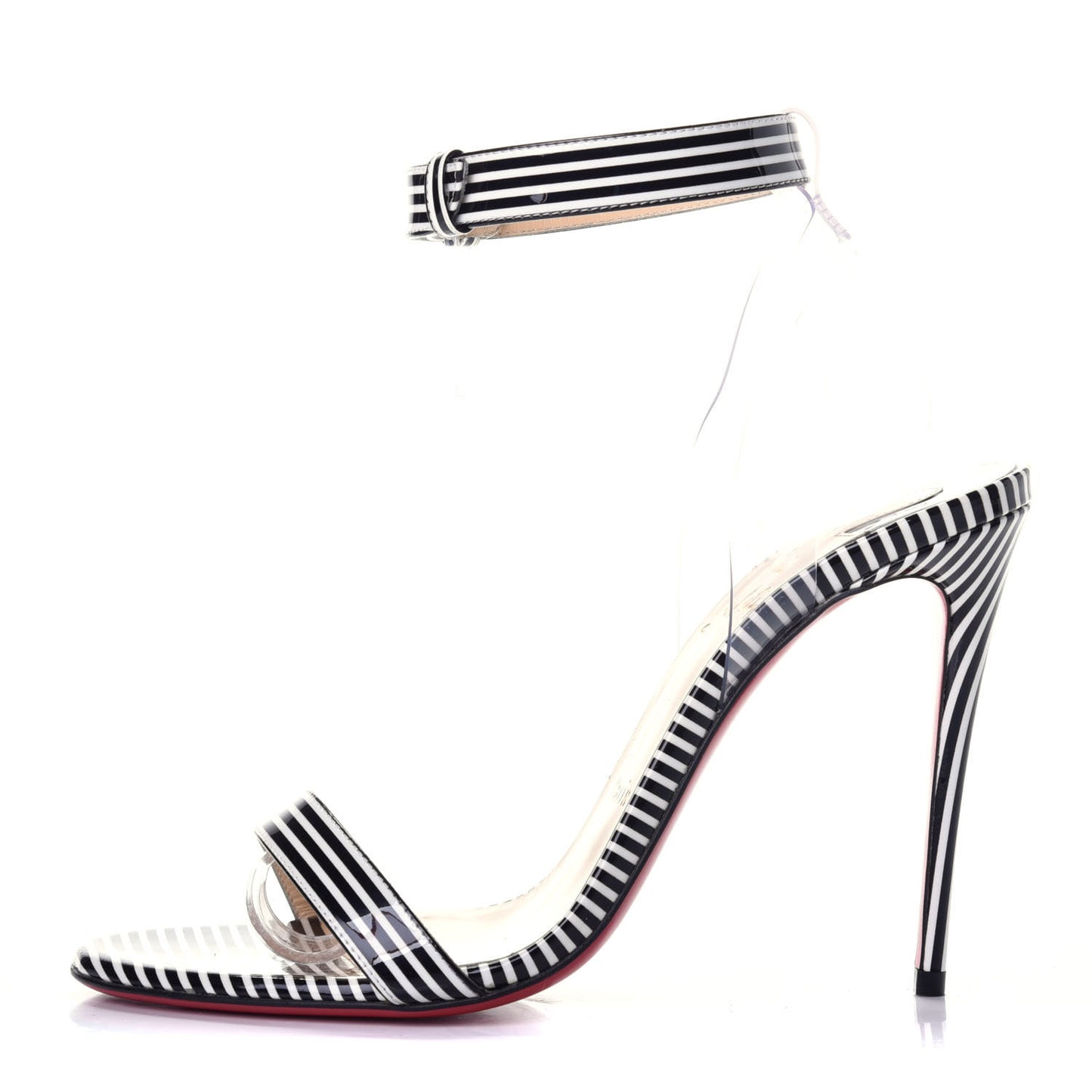 Patent PVC Striped Illusion Jonatina 100 Sandals 38 Black White