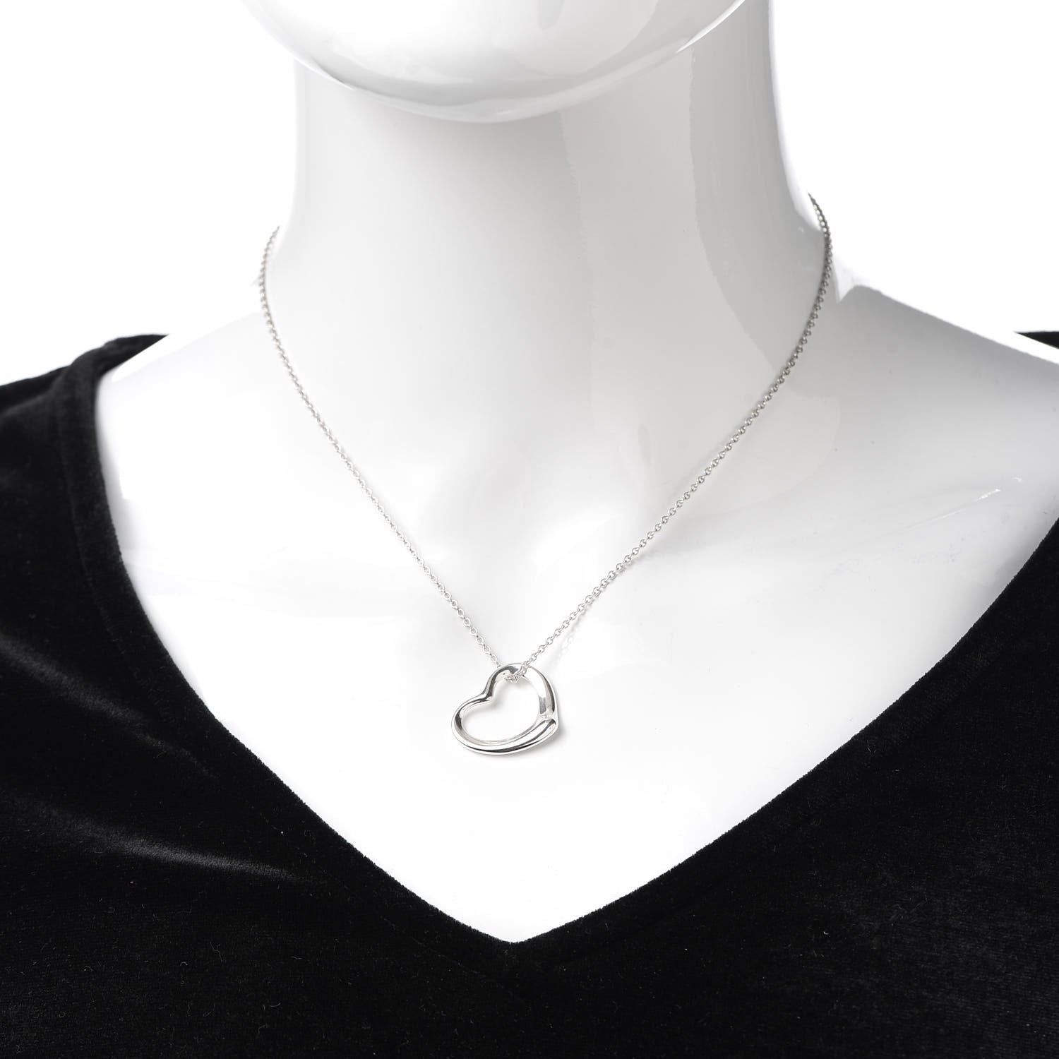 Tiffany Sterling Silver 22mm Elsa Peretti Open Heart Pendant Necklace 2 of 5