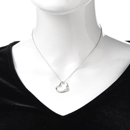 Tiffany Sterling Silver 22mm Elsa Peretti Open Heart Pendant Necklace 2 of 5