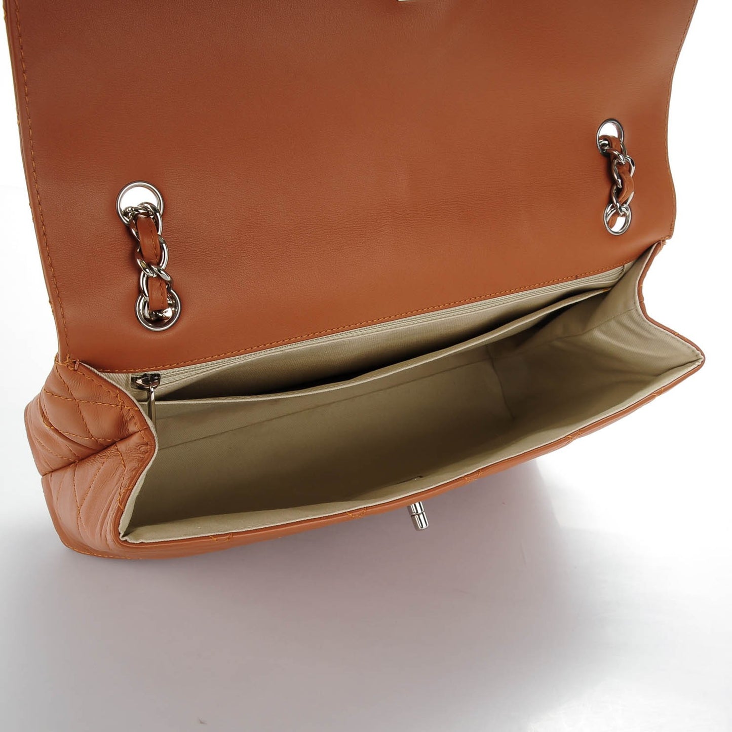 Calfskin Quilted In the Business Flap Dark Beige