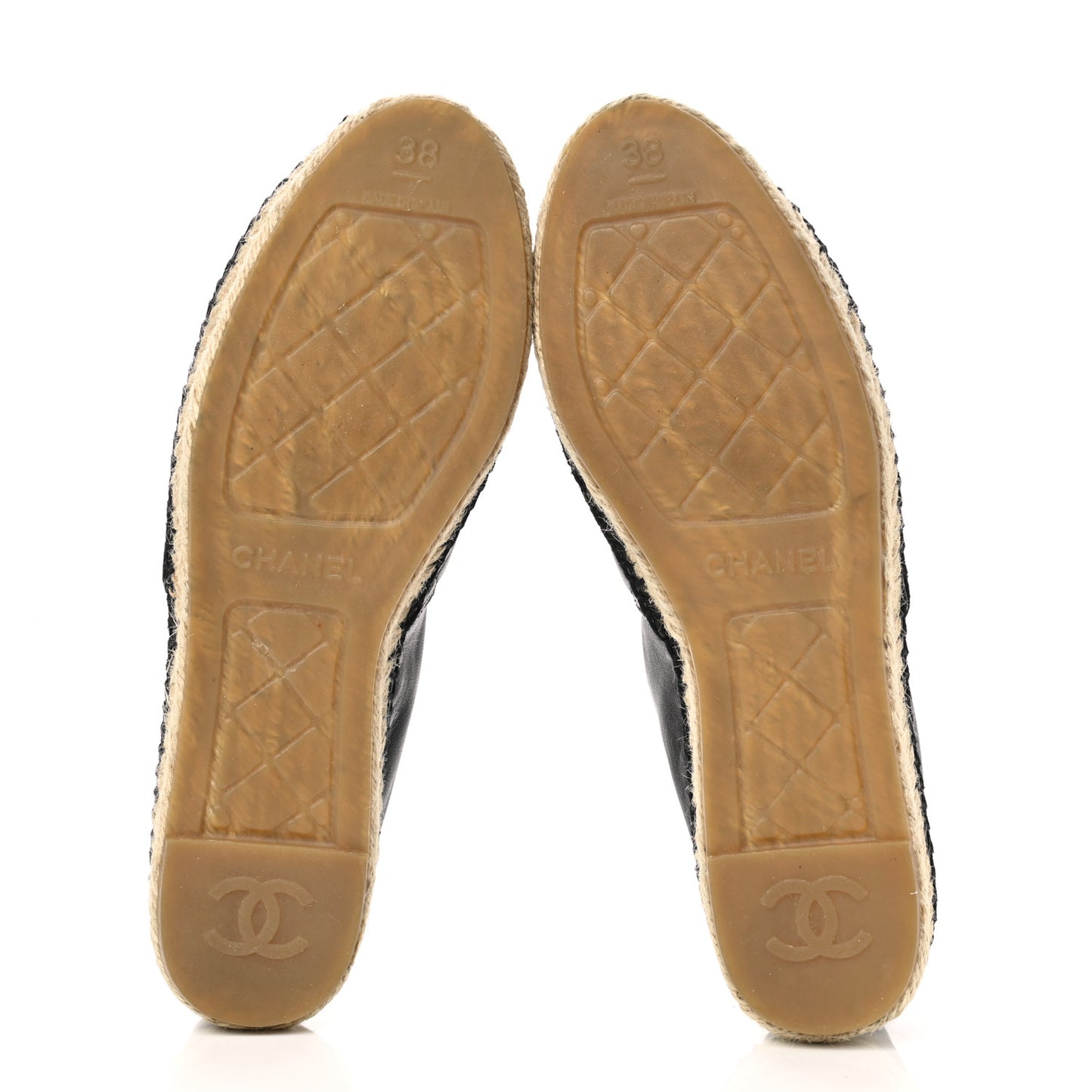 Lambskin Quilted CC Espadrilles 38 Black