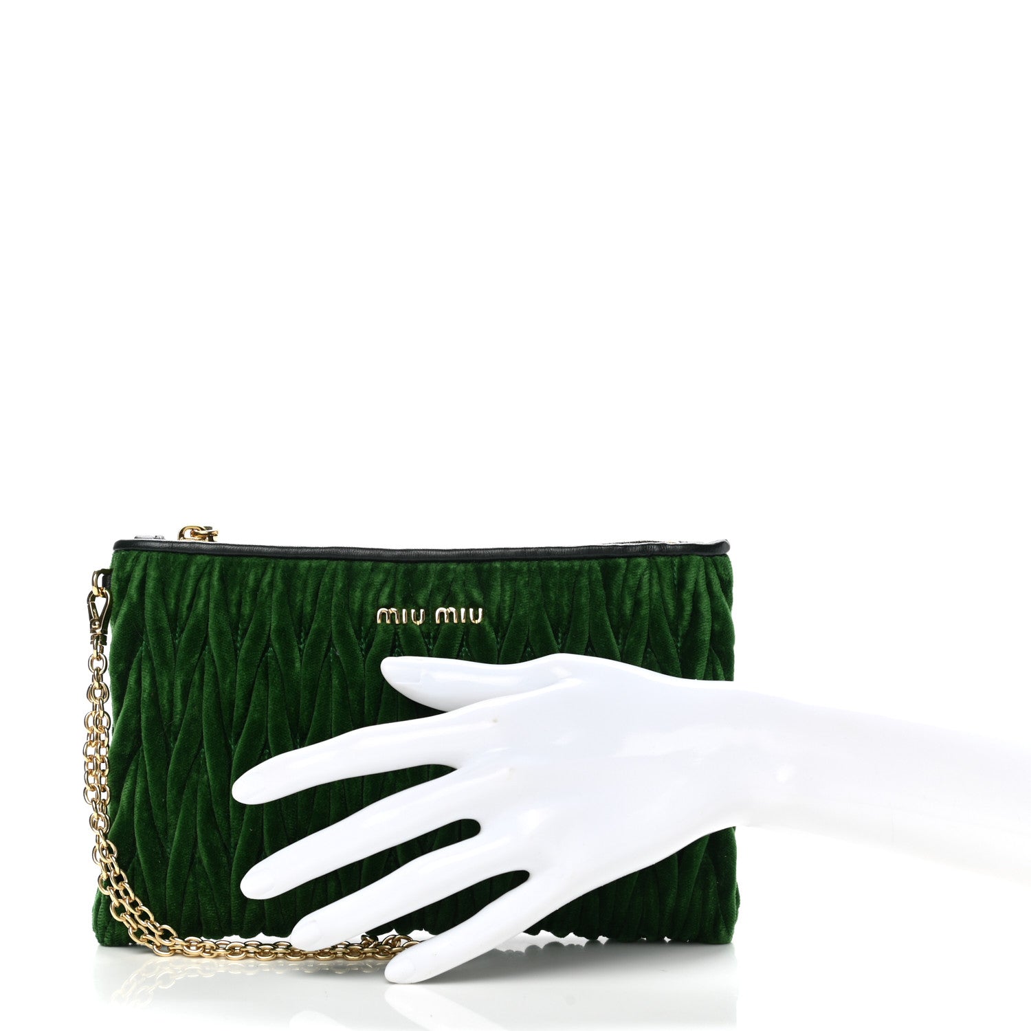 Miu Miu Velvet Matelasse Wristlet Smeraldo 2 of 7