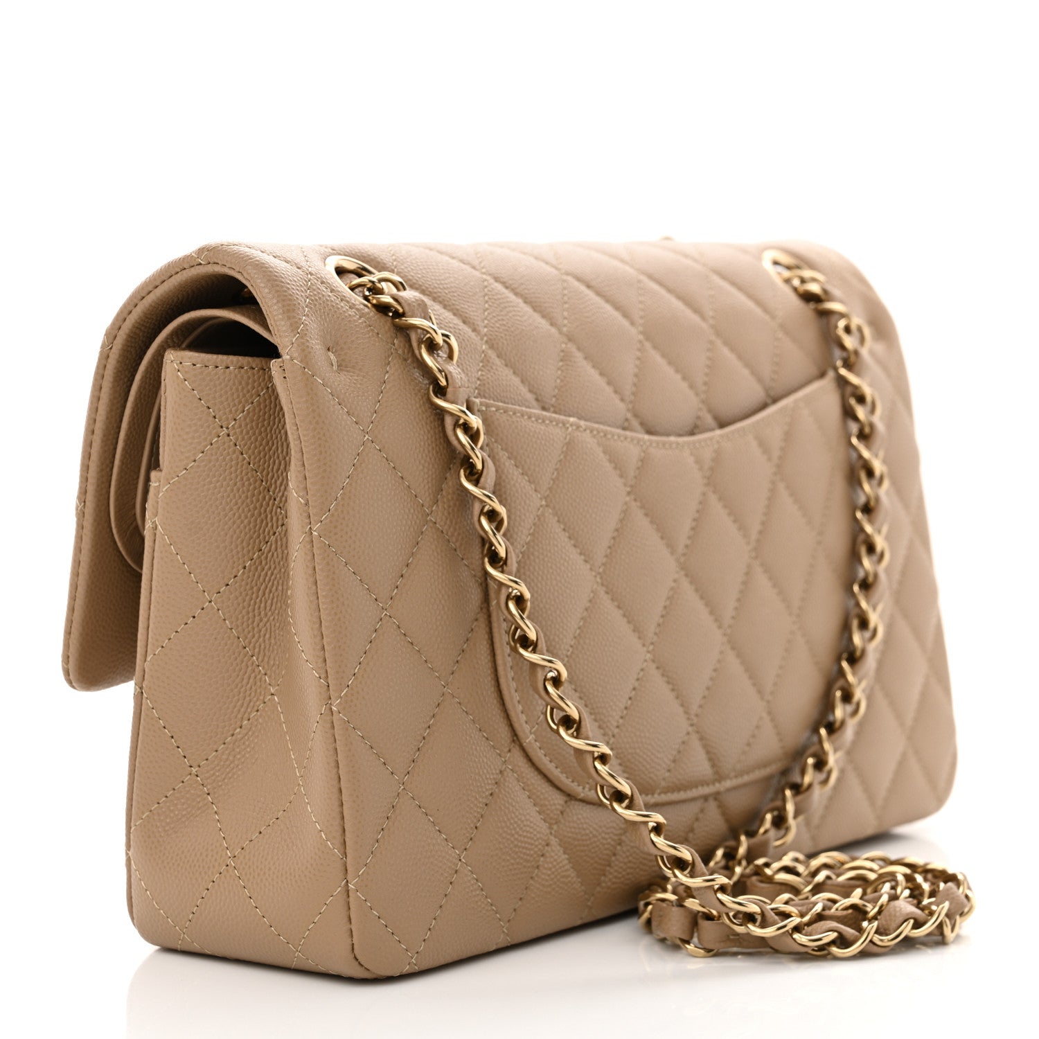 Chanel Caviar Quilted Medium Double Flap Dark Beige 3 of 10