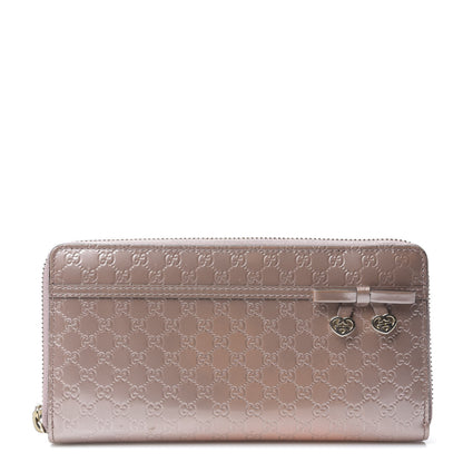 Gucci Patent Microguccissima Bow Heart Zip Around Wallet Golden Beige 1 of 9