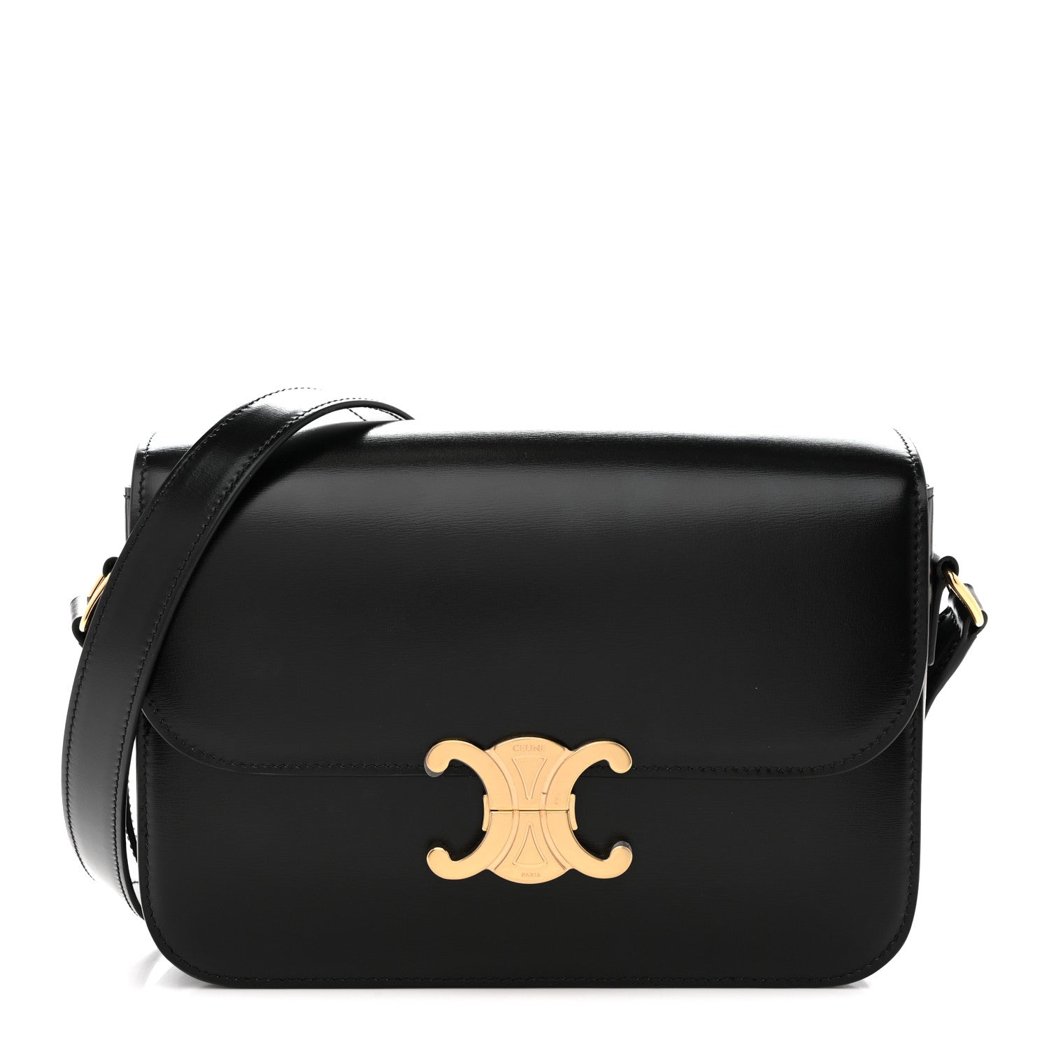 Celine Shiny Calfskin Medium Triomphe Black 1 of 11