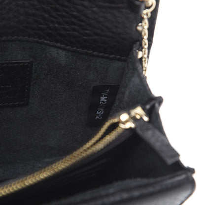 Valentino Garavani Pebbled Calfskin Rockstud Wallet on Chain Black 7 of 10