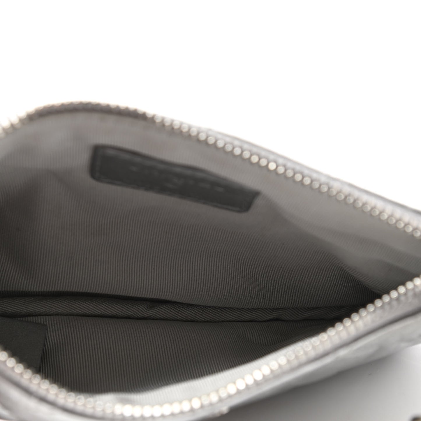 Metallic Lambskin Small Ground Control Cosmetic Case Silver