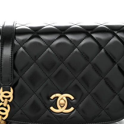 Chanel Shiny Calfskin Quilted Suede Goatskin Messenger Black 8 of 11