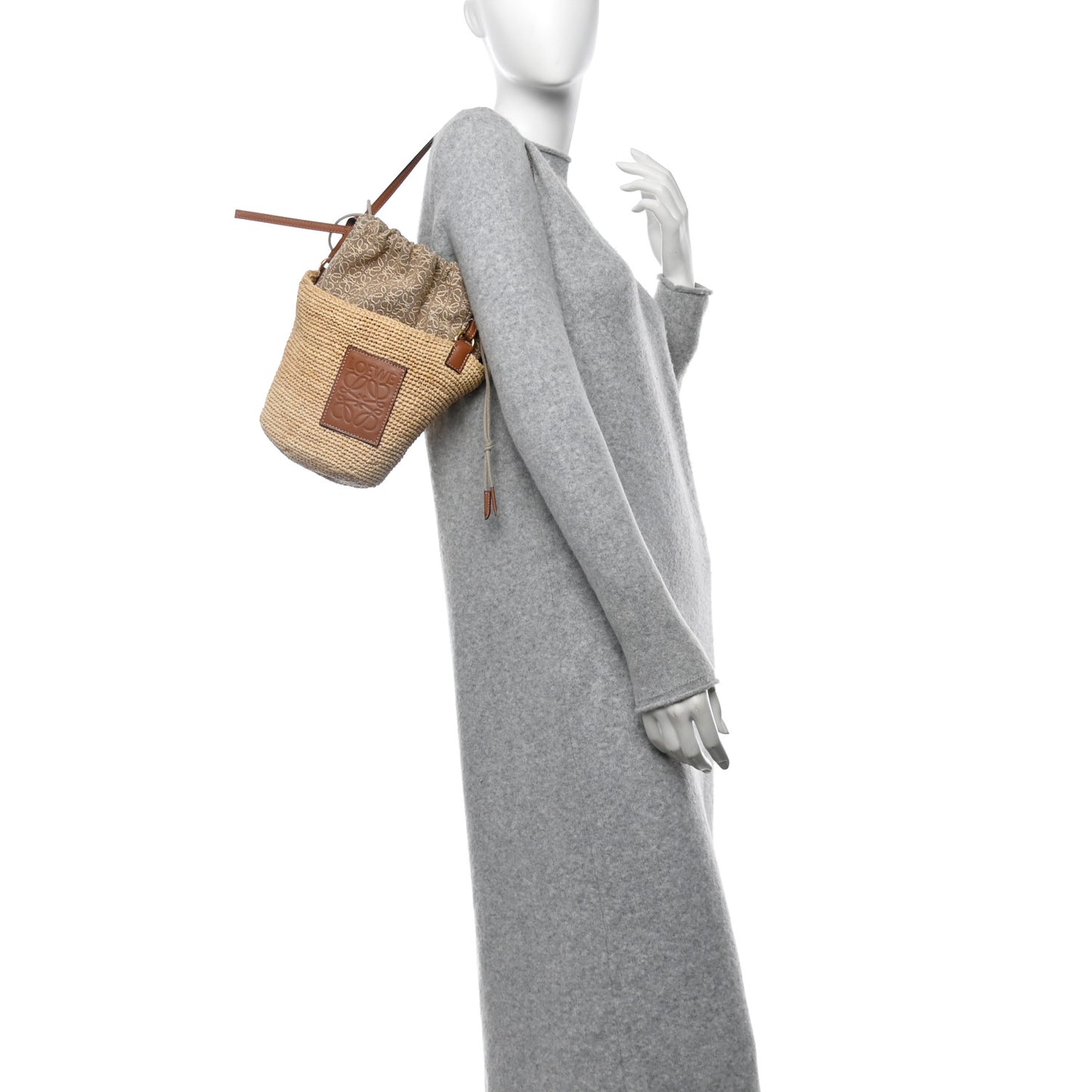 Calfskin Raffia Anagram Paulas Ibiza Pochette Bag Natural Tan