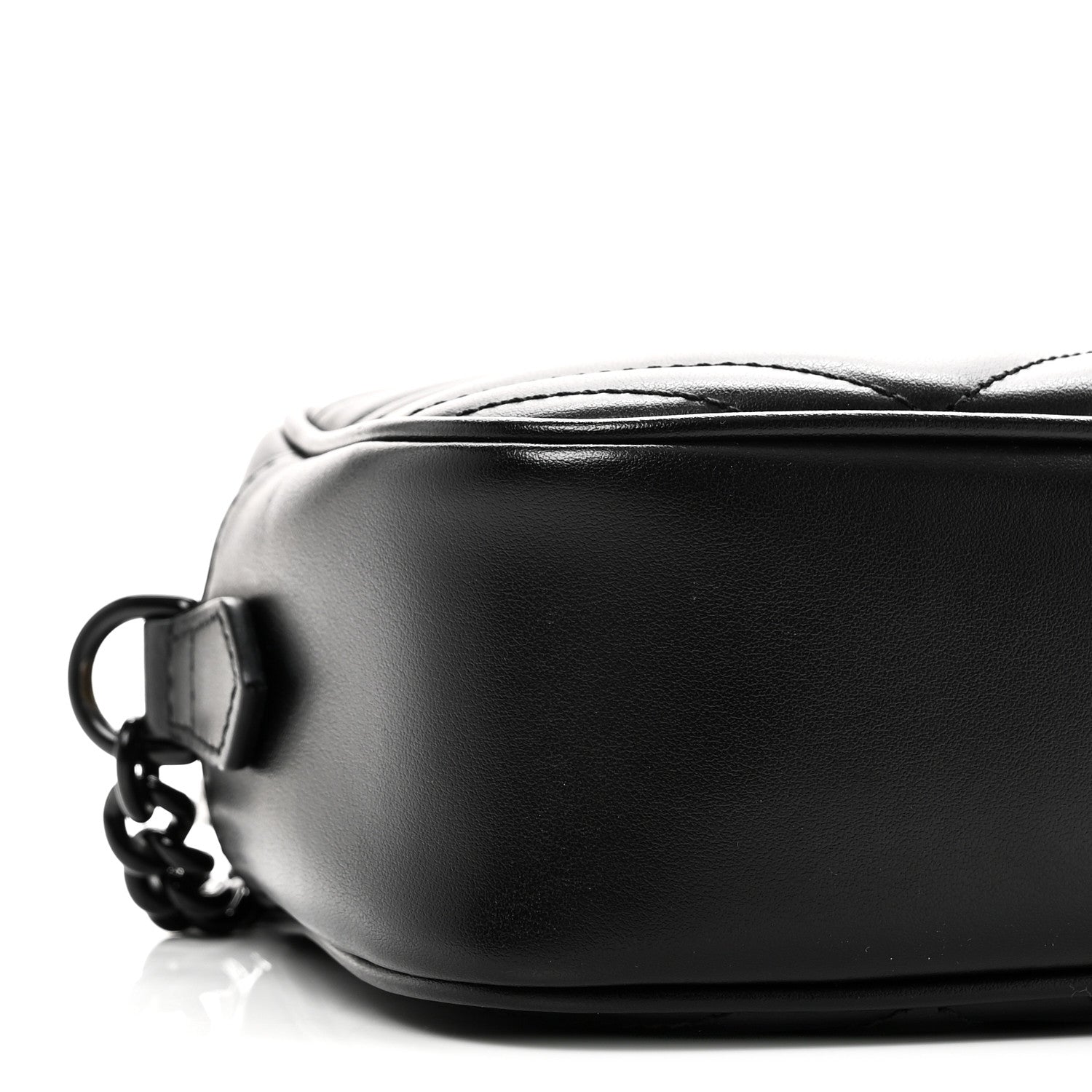 Gucci Calfskin Matelasse Monochrome Small GG Marmont Chain Shoulder Bag Black 9 of 11