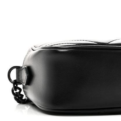Gucci Calfskin Matelasse Monochrome Small GG Marmont Chain Shoulder Bag Black 9 of 11