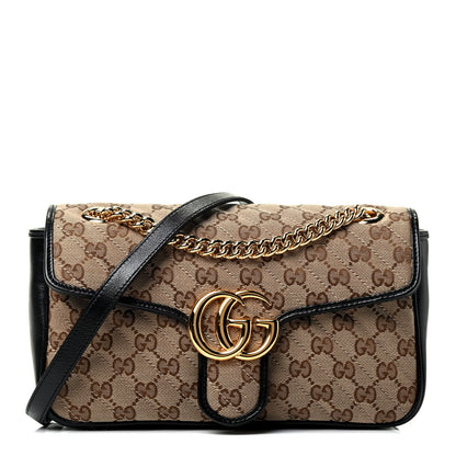 Gucci Monogram Matelasse Diagonal Small GG Marmont Shoulder Bag Beige Black 1 of 4
