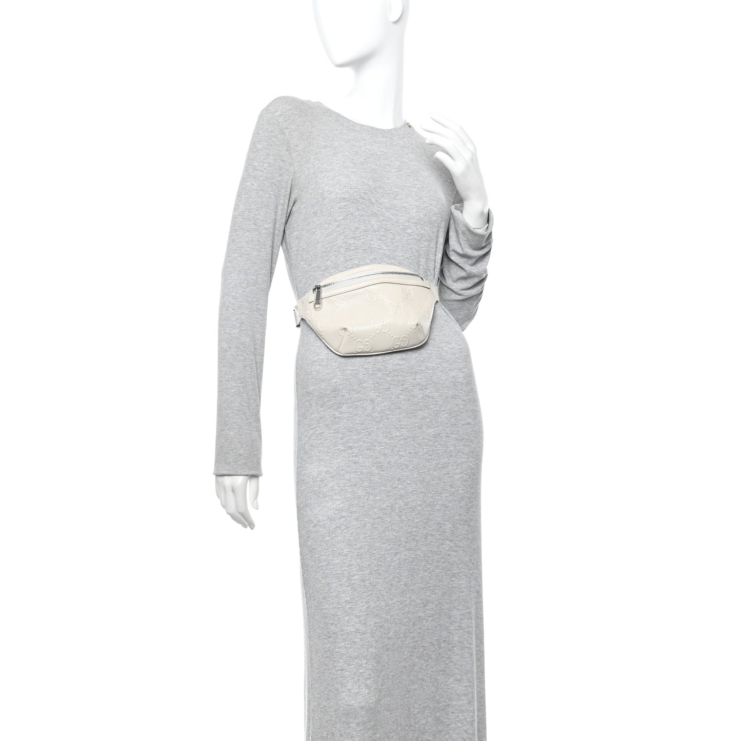 Calfskin GG Tennis Embossed Belt Bag Mystic White