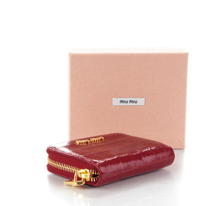 Miu Miu Patent Crocodile Embossed St Cocco Lux Compact Wallet Rubino 4 of 9