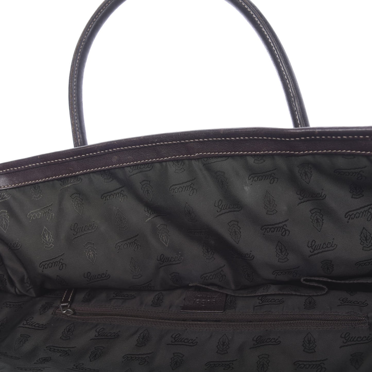 Crystal Monogram Crest Embossed Tote Brown