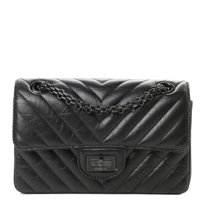 Chanel Aged Calfskin Chevron Quilted 2.55 Reissue Mini Flap So Black 1 of 10