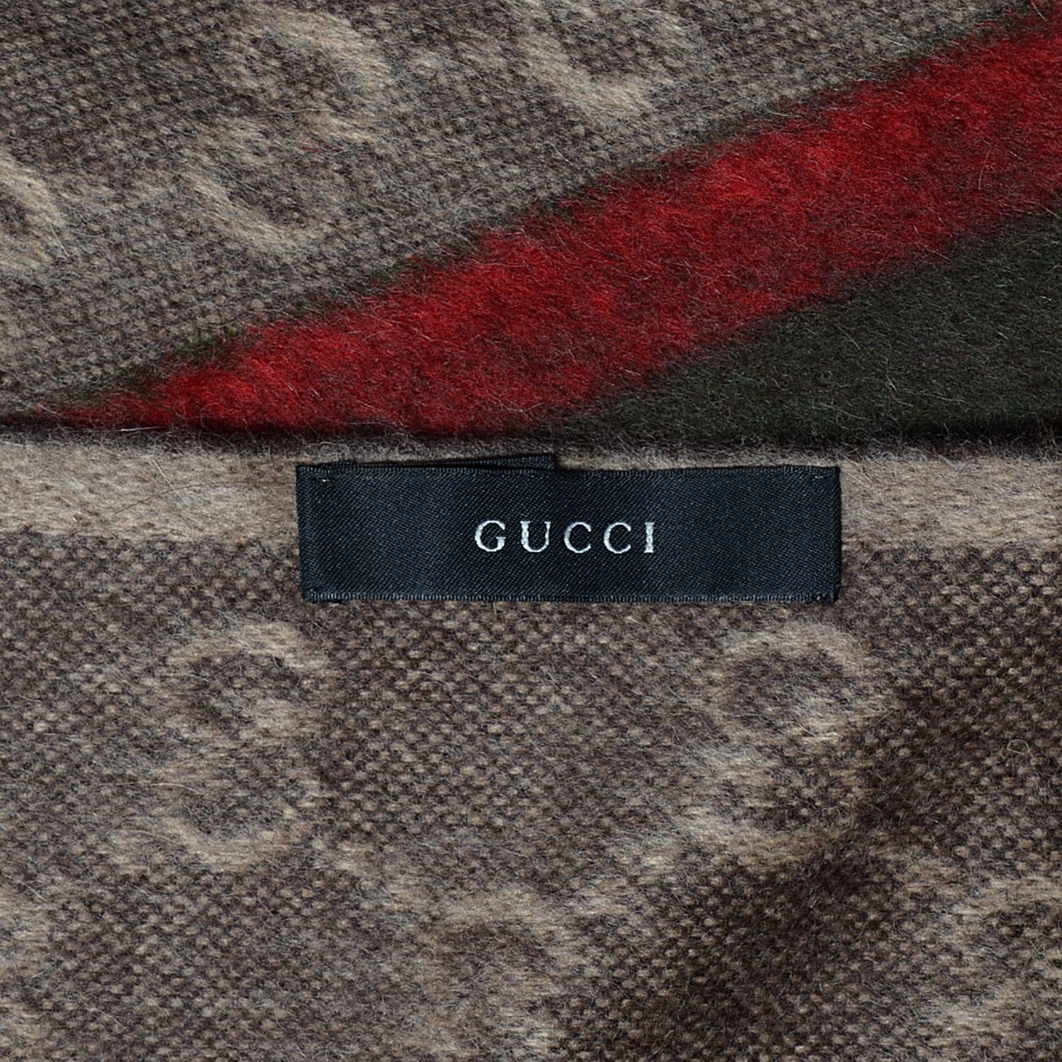 Gucci Wool Angora Monogram Web Scarf Dark Brown 4 of 4