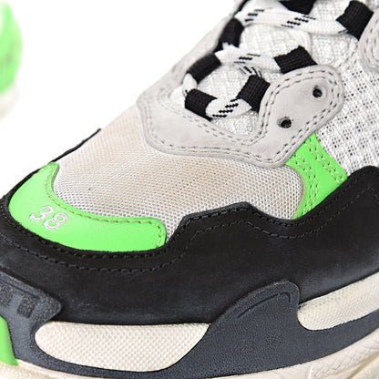 Balenciaga Fabric Mesh Womens Triple S Sneakers 38 White Green Fluo Black 16 of 18