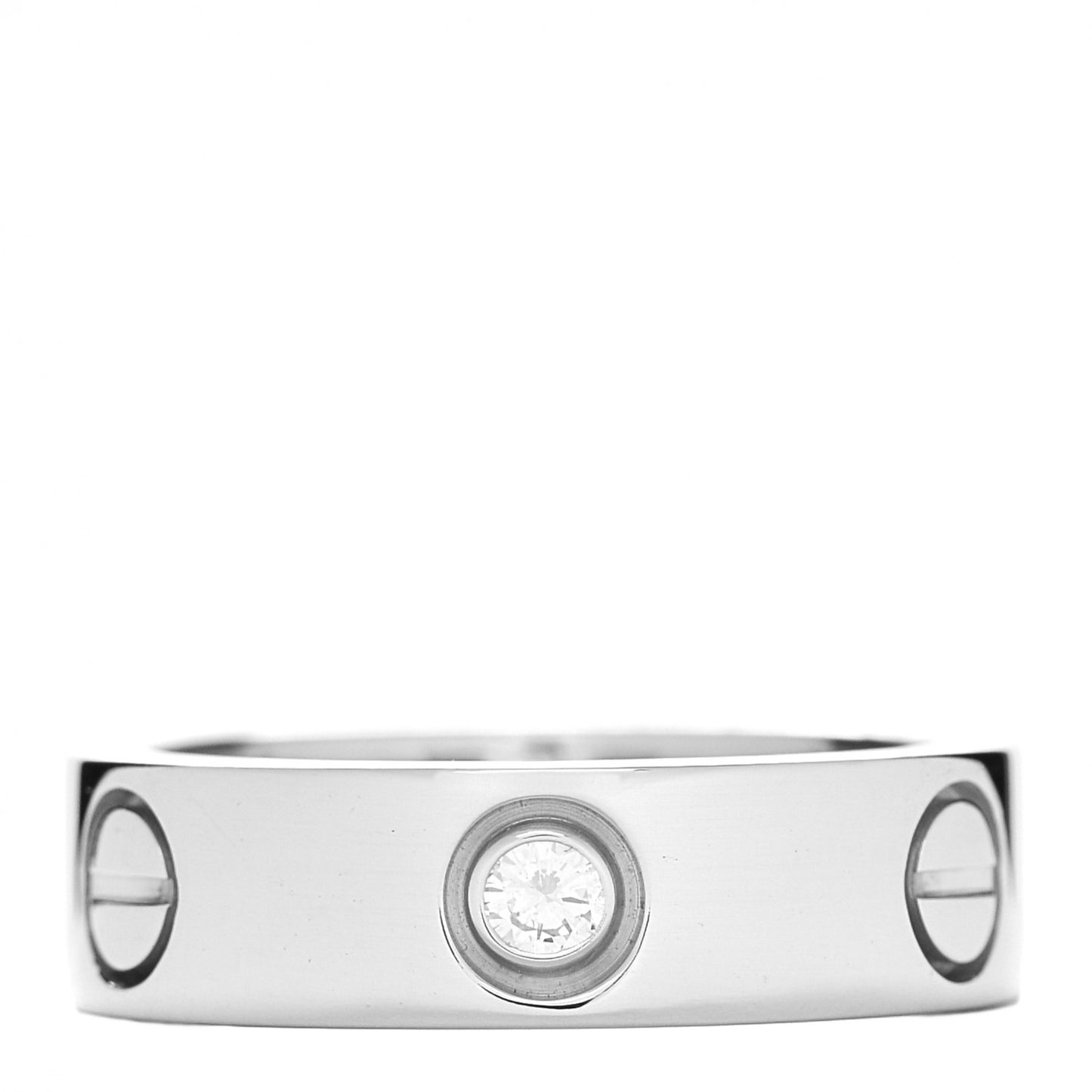 18K White Gold 3 Diamond 5.5mm LOVE Ring 51 5.75