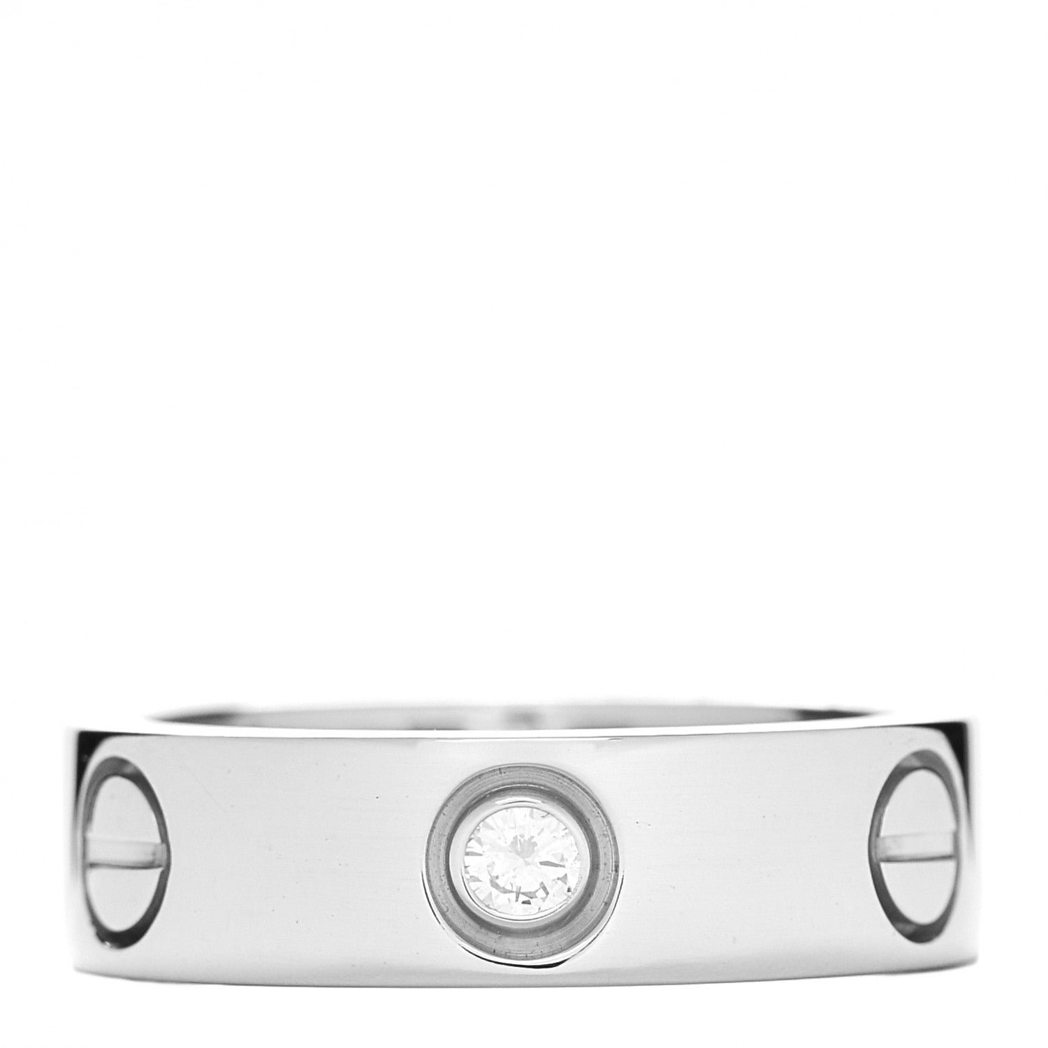 Cartier 18K White Gold 3 Diamond 5.5mm LOVE Ring 51 5.75 1 of 4