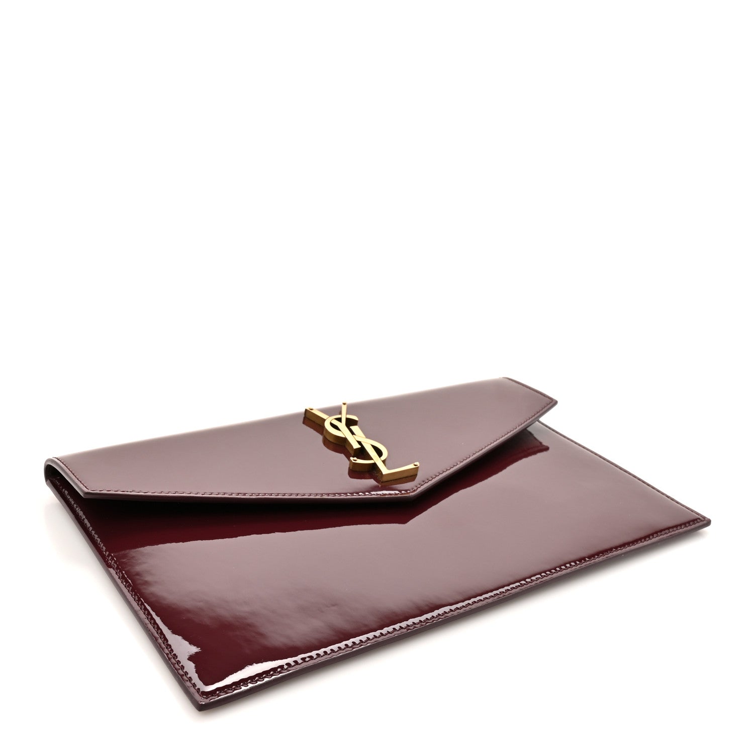 Saint Laurent Patent Calfskin Monogram Uptown Clutch Dark Red Wine 4 of 10