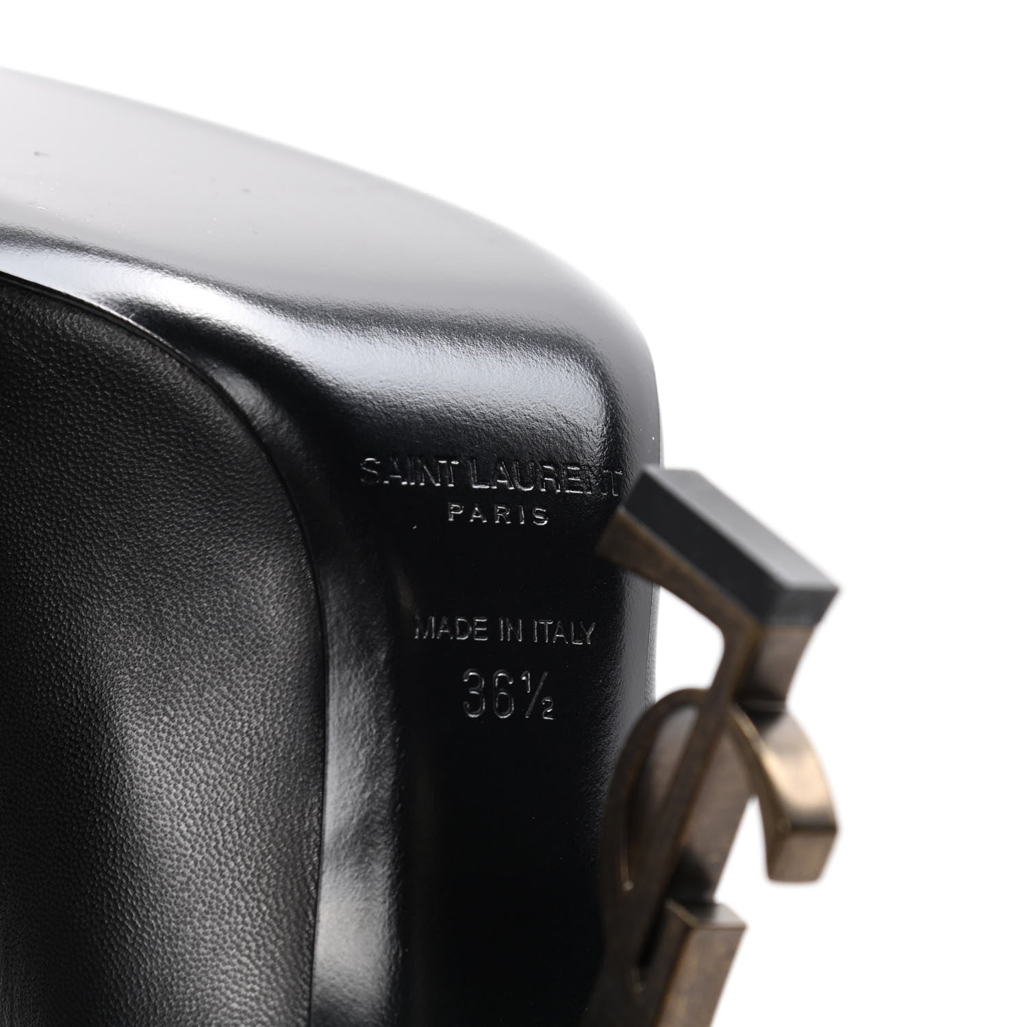 Saint Laurent Calfskin Opyum Pumps 36.5 Black Gold 5 of 5