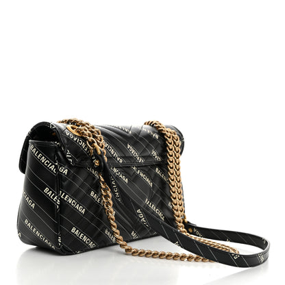 Gucci X BALENCIAGA Calfskin Matelasse Logo Print Small GG Marmont Shoulder Bag Black 2 of 10