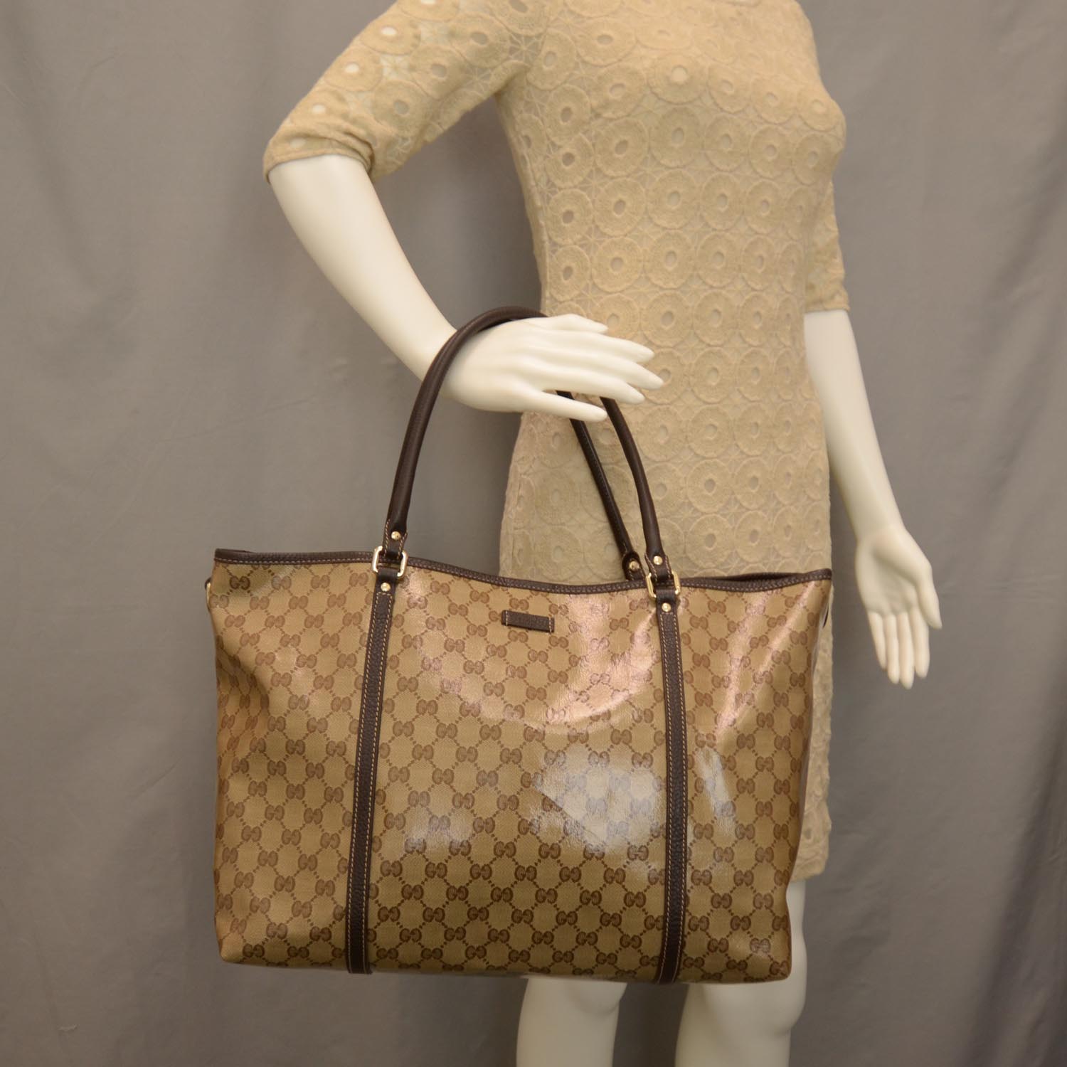 Gucci Crystal Monogram Large Joy Tote Beige Ebony Testa di Moro 2 of 8