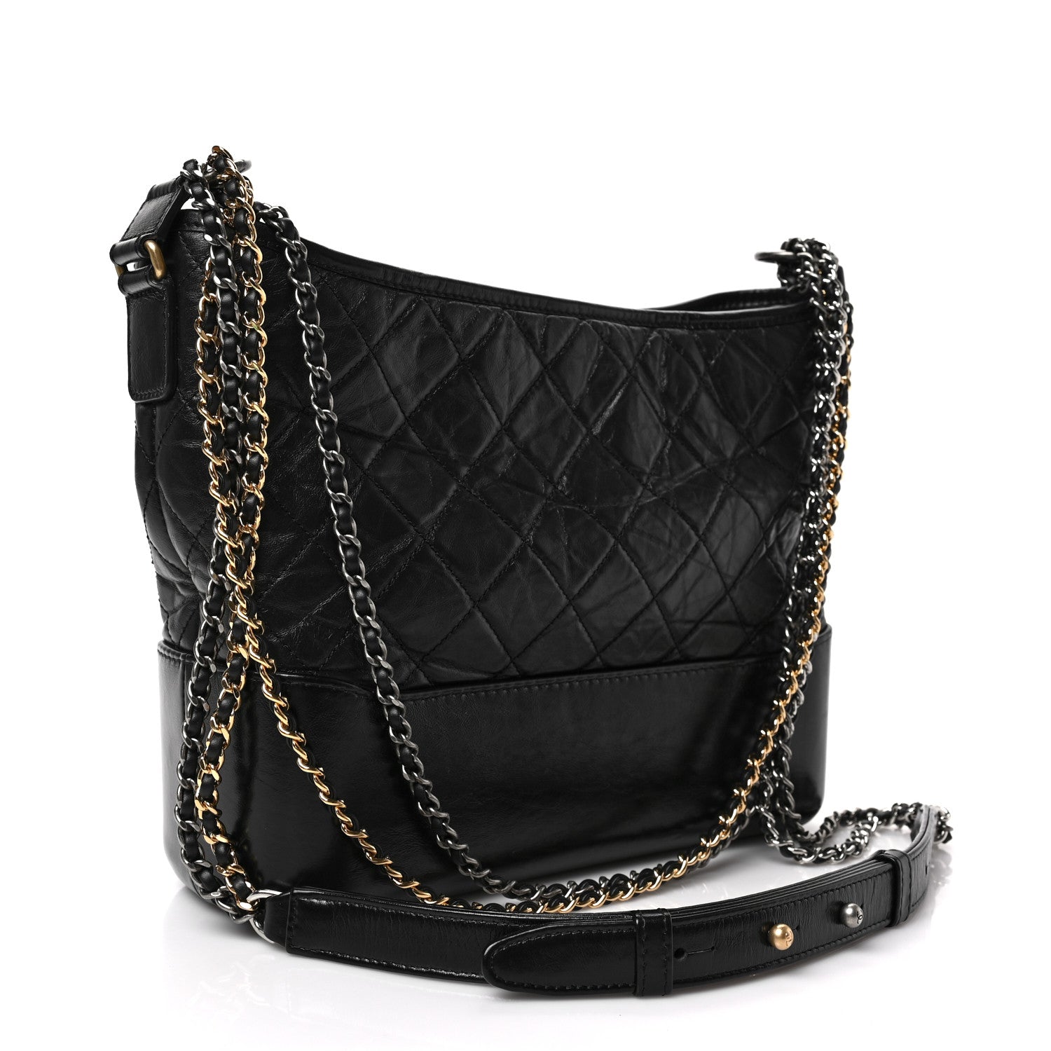 Chanel Aged Calfskin Quilted Medium Gabrielle Hobo Black 3 of 7
