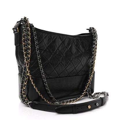 Chanel Aged Calfskin Quilted Medium Gabrielle Hobo Black 3 of 7