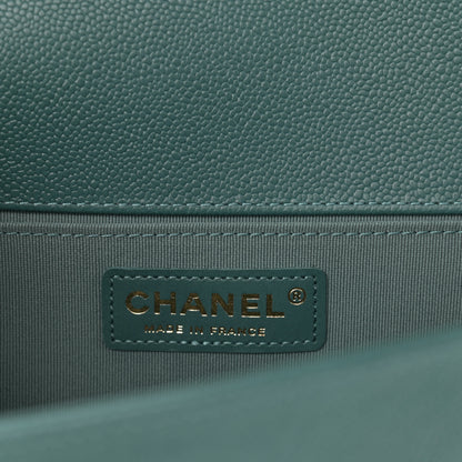 Chanel Caviar Quilted Medium Boy Flap Dark Green 6 of 10