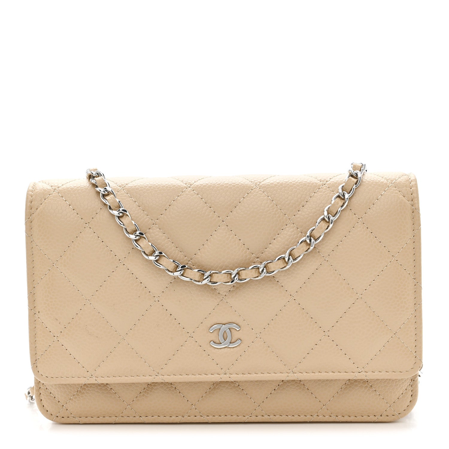 Chanel Caviar Quilted Wallet on Chain WOC Beige 1 of 12