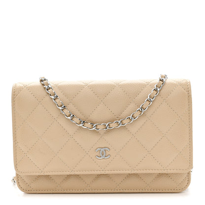 Chanel Caviar Quilted Wallet on Chain WOC Beige 1 of 12