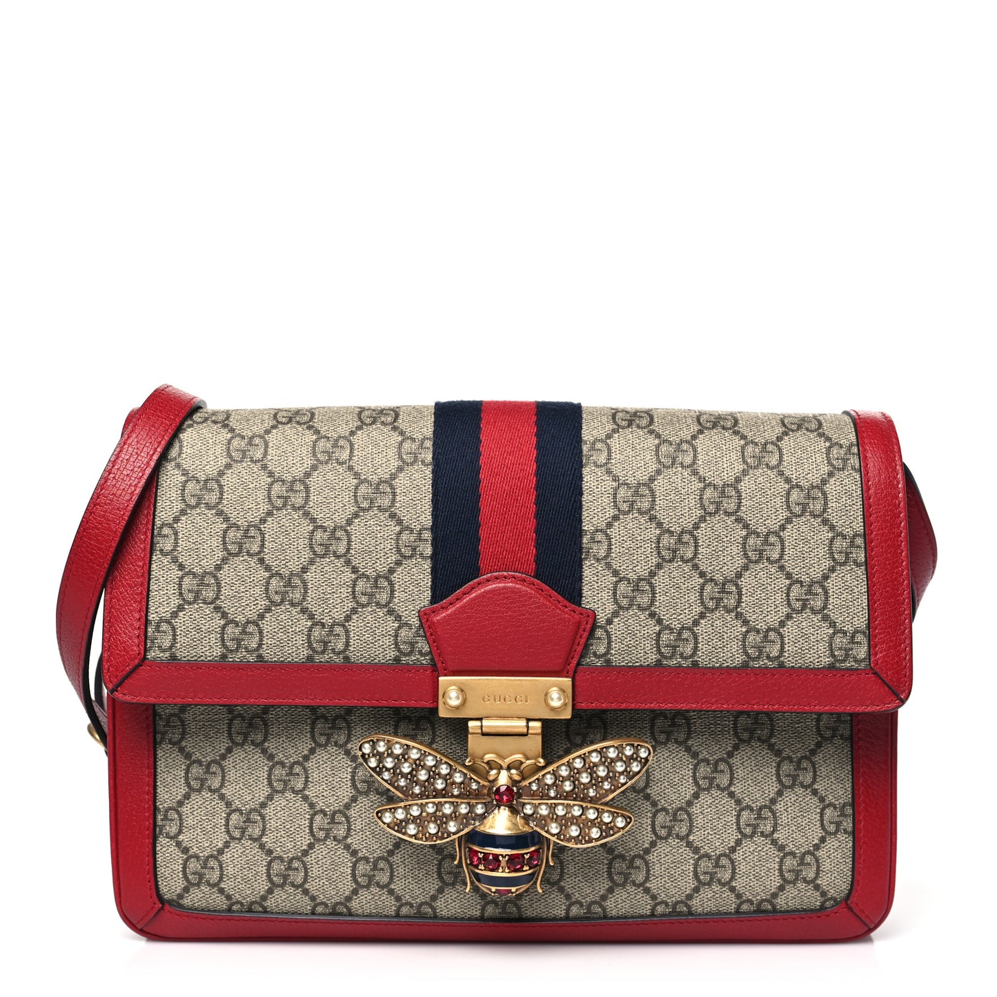 GG Supreme Monogram Medium Queen Margaret Shoulder Bag Red