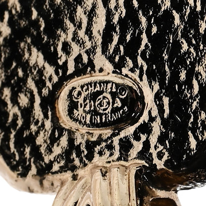 Chanel Resin Crystal Quilted CC Drop Earrings Black Gold 4 of 5