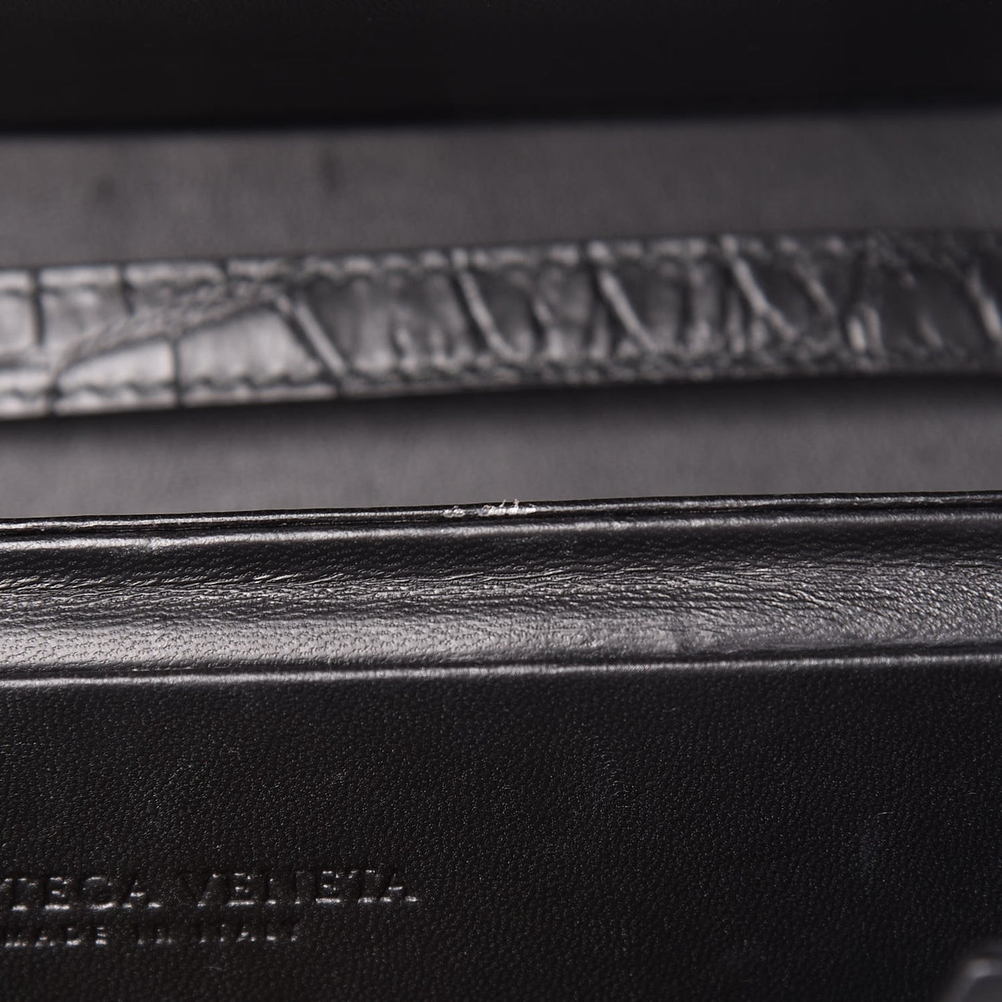 Calfskin Crocodile Embossed Daisey Box Clutch Black